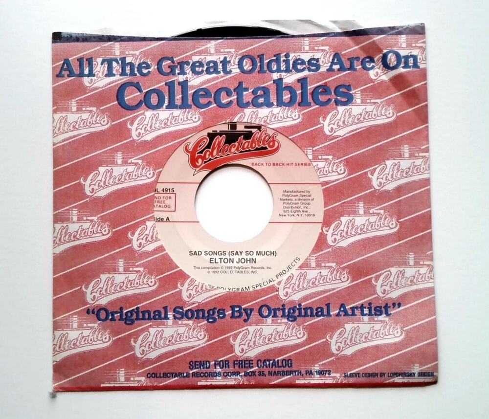 Elton John – Sad Songs / Club at the End of the Street 45 Collectables Pop Rock